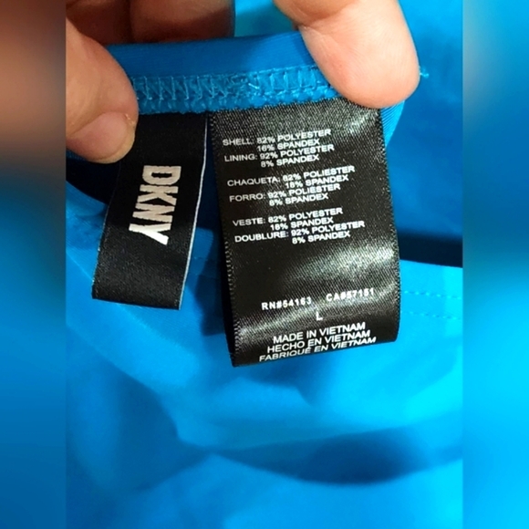 DKNY Women's Logo Cross Back One-Piece Swimsuit Turqouise Size Large NEW - Picture 6 of 9